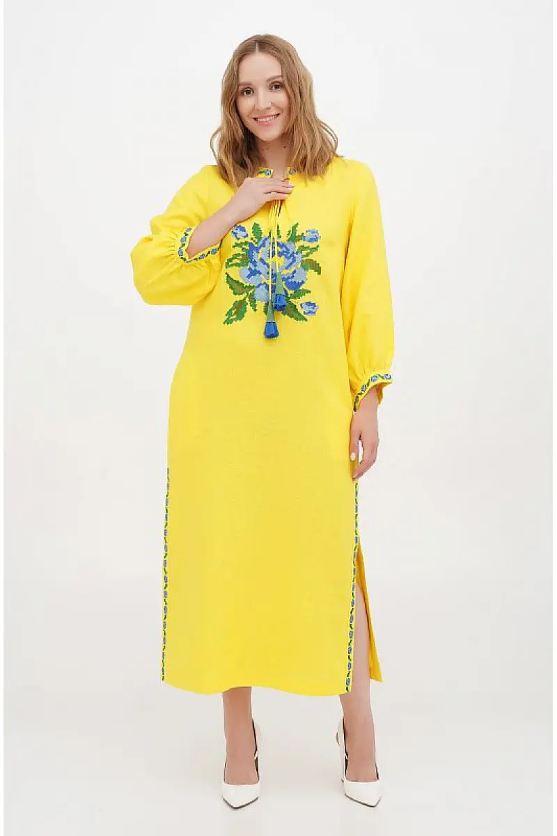 Rosana s yellow embroidered dress from KRAM.KR.UA Ukraine